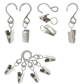 Heavy Duty Stainless Steel Metal Clips with Hooks 22 Pack Hanging Party Lights Clips,for Art Craft Display, Garden Courtyards Decoration, Home Christmas Decoration(Silver)