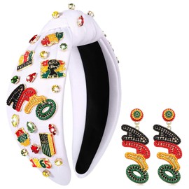 PHALIN African Juneteenth Headband for Women Africa Map Black Women Knotted Headband Afro Queen Power Fist Headband Black History African Hair Accessories Outfits Party Gifts