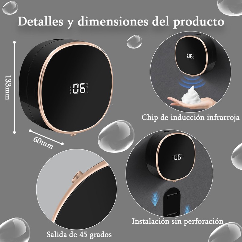 YOU ER MEI Dispensador de Jabón Automático 3 Niveles Ajustable,