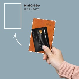 POPRUN Mini Pocket Calendar 2026 Small 11.5 x 7.5 cm - in German - Calendar 2026 A7 Soft Cover with PU Leather - Diary with 70 GSM Paper - Lilac