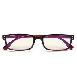CessBlu Blue Light Filter Glasses Men Women Reading Computer UV Protection Eyeglasses(Black-Red)+2.25
