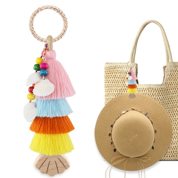 RUNROLE Handmade Tassel Hat Clip for Travel on Bag, Sun