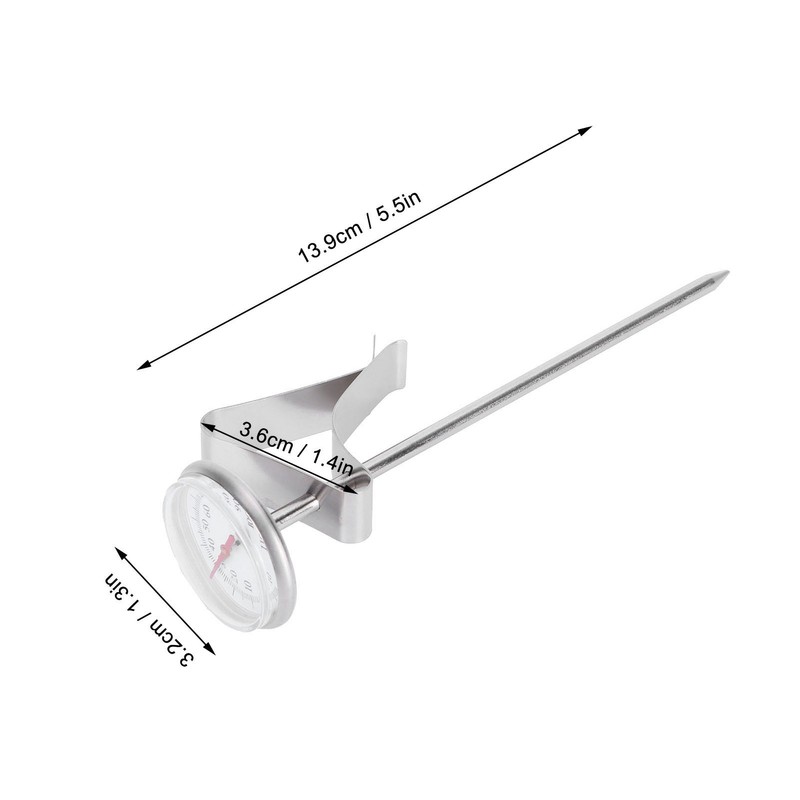 Coffee Thermometer Milk Frothing Dial Pointer Temperature Meter with Hook