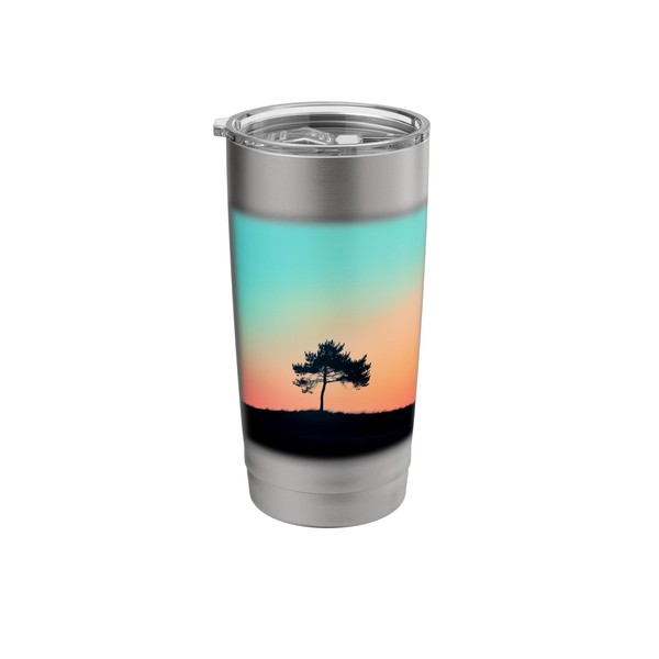 Minimalist Tree Silhouette Against Gradient Sky Design Stainless Steel Insulated