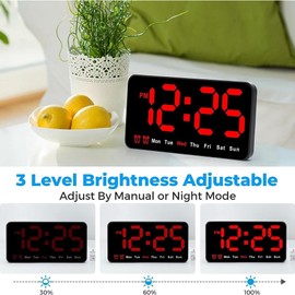 HiCOZZIE Digital Wall Clock, 9Inch LED Digital Clock Large Display with 12/24H, Big Digits,Small Silent Wall Clock 21.5 X 3 X 11cm