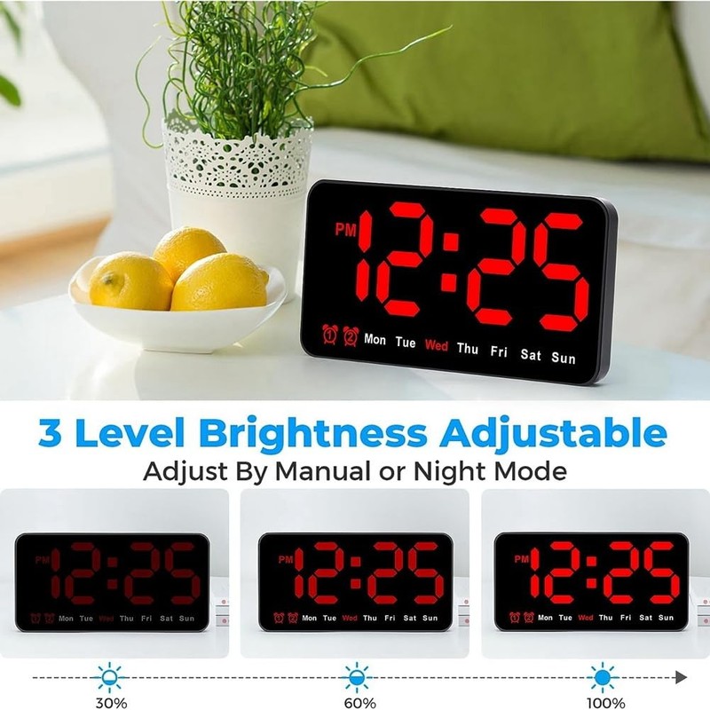 HiCOZZIE Digital Wall Clock, 9Inch LED Digital Clock Large Display