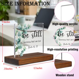 Psalm 46:10 Be Still And Know That I Am God Clear Desk Decorative Sign, Inspirational Scripture Home Nursery Church Office Decor Plaques Christian Gifts for Men Women Family Friend EDC84