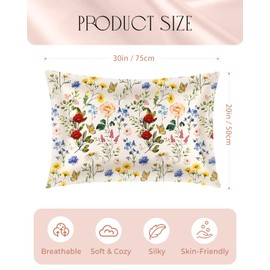 Miss Adola Silk Pillowcase 2 Pack - Standard 50x75cm Mulberry Silk Pillow Cases for Hair and Skin with Hidden Zipper Aesthetic Design Pattern Bed Pillow Protector for Women Girls, Vintage Flower