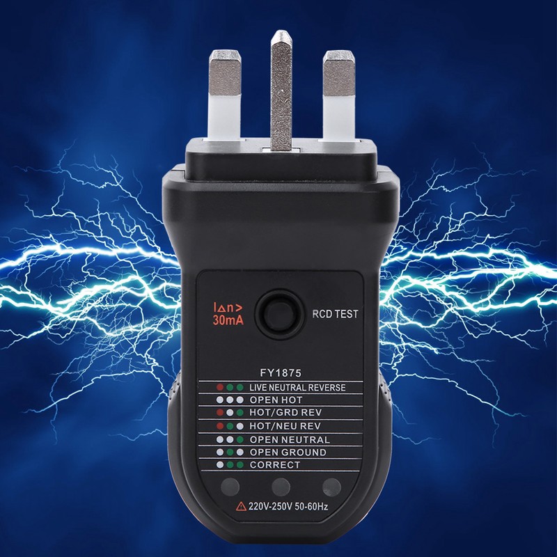 FY1875 Socket Tester Outlet Detector Safety Leakage Protection Testing InstrumentUK