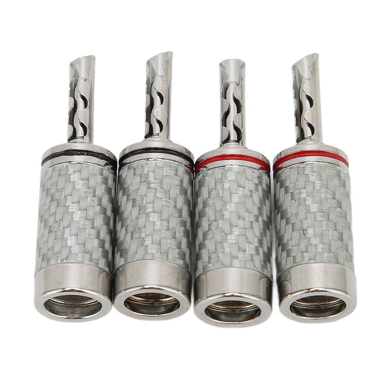 4pcs BFA Banana Plug Brass White Carbon Fiber Shell Speaker