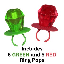 Ring Pops - RED & GREEN, (Cherry & Watermelon) - 10 Count by Lyza's Sweets & Treats