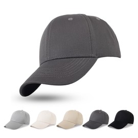 Geyanuo Men's Large Size Hat, Deep, Extra Large, 23.6 - 25.6 inches (60 - 65 cm), Cotton, Won't Lose Shape, Small Face Effect, UV Protection, Plain, Simple, Baseball Cap, Adjustable, Unisex, gray