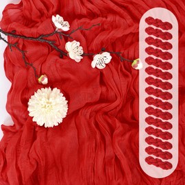 15 Pack Red Cheesecloth Table Runner 17 x 108 Inch Fall Thanksgiving Boho Rustic Farmhouse Gauze Cheese Cloth Runner for Wedding Party Baby Shower Home Decor Holiday Decorations