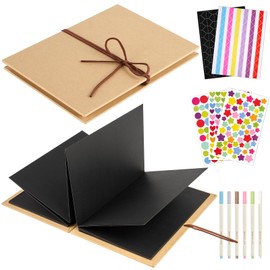 Mauproy 6 x 8 Inch Small Scrapbook Album with Black Pages, Stretchable Folding Photo Album with DIY Accessories Kit, Hardcover Memory Book Accordion Adventure Scrapbook