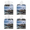 Square Tissue Boxes 5.2"x5.2"x5.2", Lighthouse Beach Sky Tissue Holder Decor