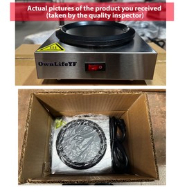 OwnLifeYF Commercial Coffee Warmer, 60W 176℉ Single Burner Decanter Warmer Plate, Stainless Steel Portable Warmer Single Burner, for Cafe, Break Room, Buffet and Commercial Use
