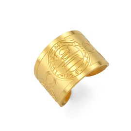 Amaxer Secret Seal of Solomon Ring Protection Wealth Fortune Talisman Amulet Adjustable Statement Band Ring for Men Women (Gold)