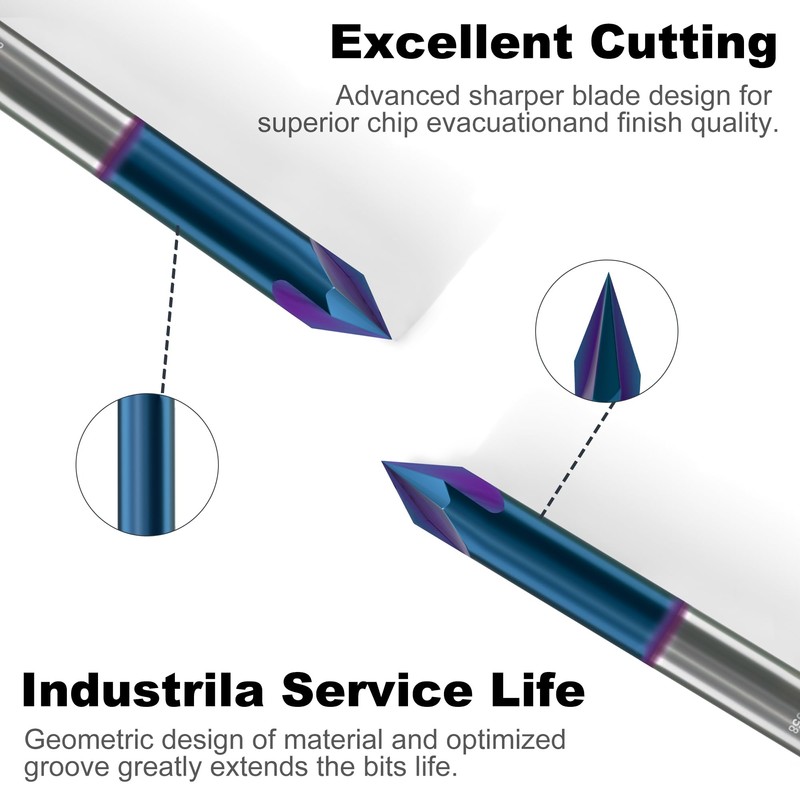 XDENGP 60 Degree V Groove Router Bit, Carbide CNC Chamfer