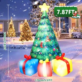PIPIMOUSE 8 FT Christmas Inflatables Tree Outdoor Decoration Christmas Tree Inflatables with Built in Rotating LED Lights Blow Up Christmas Tree Yard Decoration for Lawn Garden Patio Xmas Decor
