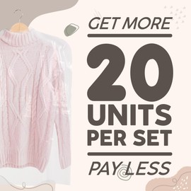 JJOnlineStore - 20 Pcs Clear Garment Bags Moth Proof | Plastic Clothes Covers | Dry Cleaning Bags | Garment Bag | Waterproof Gown Covers for Women - 100 Gauge Thickness (59''inch / 150cm)