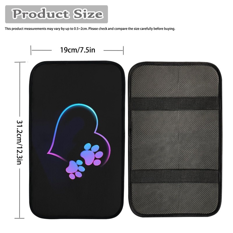 Mintutlipy Paw Hearts Print Automotive Center Console Cover Armrest Car