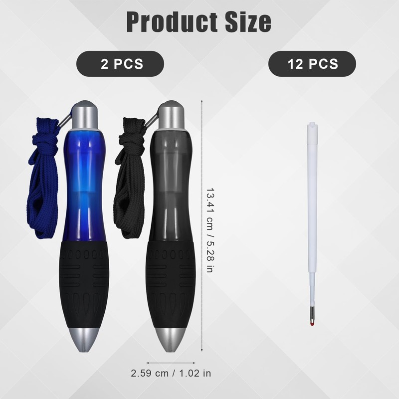 lasuroa Pack of 2 Retractable Thick Ballpoint Pens with 12