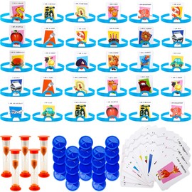 Conagel 5 Set Headband Game The Quick Question Game Guessing Who Am I Board Game Set Include Headbands Picture Cards Scoring Coins Sand Clock for Family Party