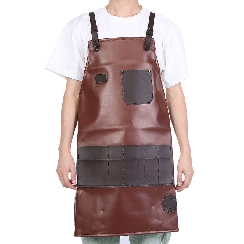 Barber Apron Waterproof Bartender Kitchen Cooking Adjustable Apron with Pockets