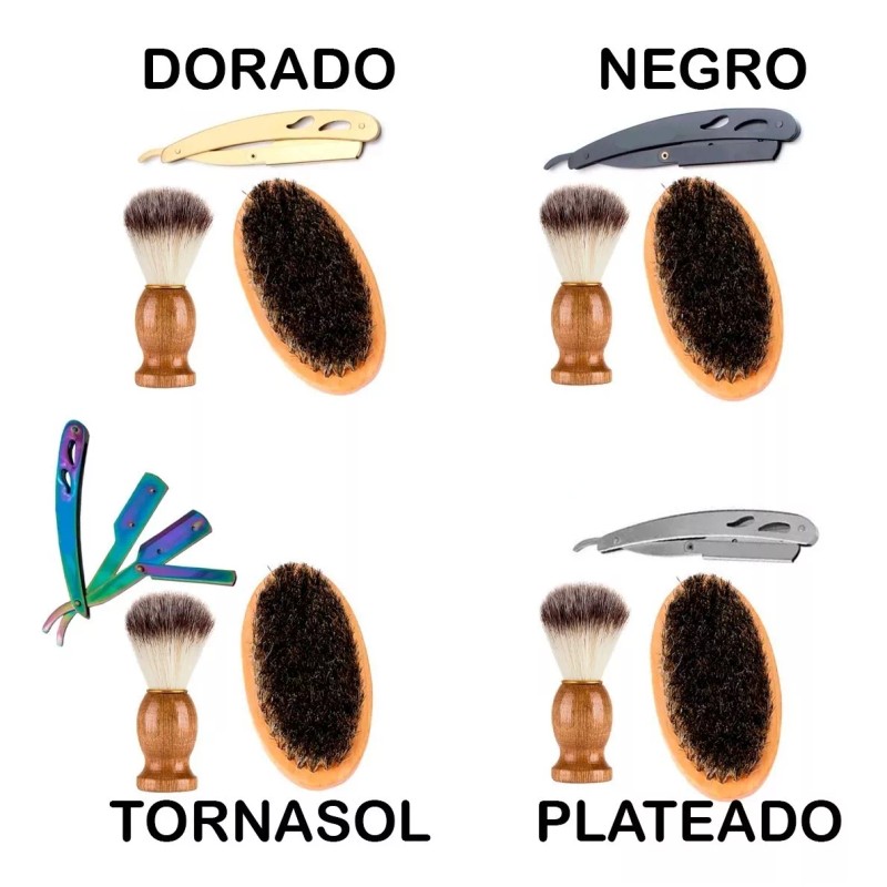 Mafab Kit 3pz Cuidado De Barba Cepillo - Porta Navaja