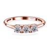 TJC Three Stone Ring White Cubic Zirconia CZ in Rose