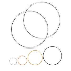 Inscca Silver Earrings for Women Hoop Earrings Gold/Rose Gold/Black 2 mm Thin Diameter Small 30/40 mm Medium 50/60 mm Large 70/80 mm Gifts