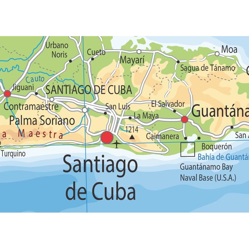 Cuba Physical Map - 23.3 x 16.5 Inches - Paper