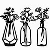 3 Pieces Black Metal Flowers Wall Decor Metal Vase Wall