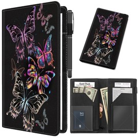 DEGDFSGR Server Books for Waitress, PU Leather Waiter Book Server Wallet with Zipper Pocket, Cute Waitress Book&Waitstaff Organizer with Money Pocket Fit Server Apron, Beaytiful Butterfly