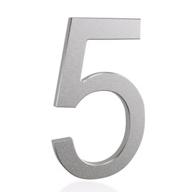 TripDock Premium Upgrade House Numbers- 6 Inch High Floating Mounting Home Address Number-Anti-fade Aluminum Mailbox Numbers/Elegant Silver Finish/Number 5