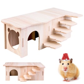 Hamster Corner House, Wooden Hamster House, Wooden Hamster House, Hamster Cage, Hideout, Corner Floor, Decor Accessories for Dwarf Hamsters, Gerbils, Degus, Spines