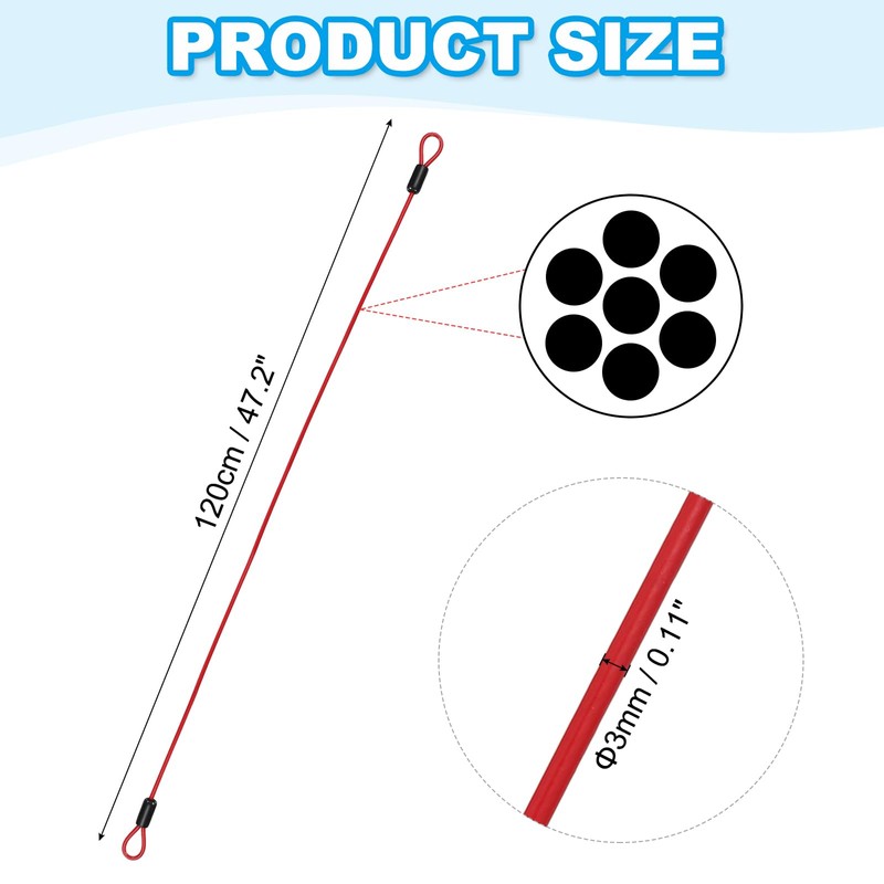 PATIKIL 1/8" Vinyl Coated Stainless Steel Cable with Loop 4ft(48")