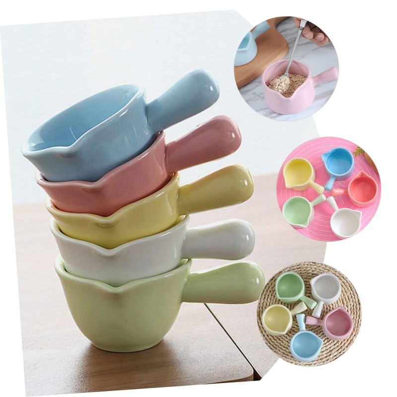 Gatuida 5pcs Ceramic Milk Pitcher Coffee and Sauce Cups with