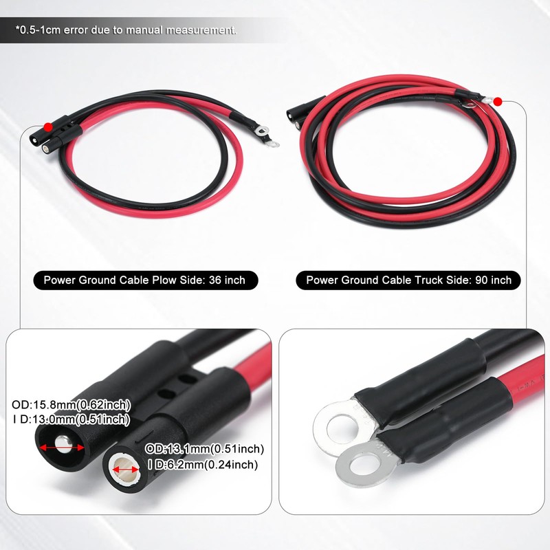 HYD01684 HYD01690 Truck and Plow Side Power Ground Cable Fit