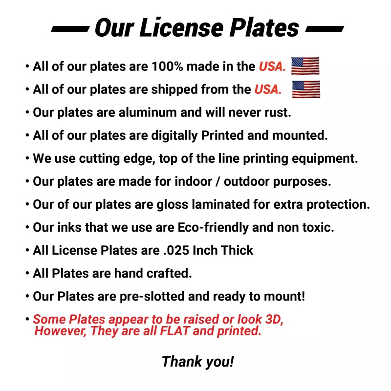 Amel Yamaha Motorcycle boat Atv snowmobile Vehicle License Plate Front