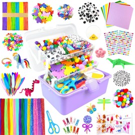 ZEIZHUBN Arts and Crafts Supplies for Kids Crafts Kit with Pipe Cleaners DIY Crafts for Kids Art School Supplies Materials All in Crafting Box Craft Supply Set Gifts for Kid Girls Boys Age 4-8, 8-12