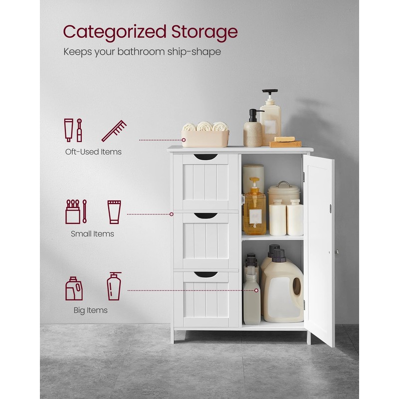 VASAGLE Bathroom Floor Storage Cabinet, Freestanding Bathroom Storage Unit with