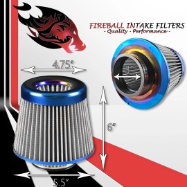 StreetWolf Performance 3" Reusable High Flow Performance Cold Air Intake Filter Kit Silver For Scion