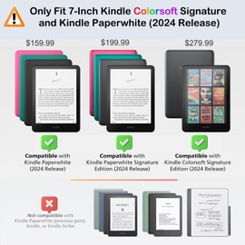 RSAquar Funda Transparente para 7" Nuevo Kindle Paperwhite (12ª Generación 2024) & Kindle Colorsoft Signature Edition - Funda Trasera de Silicona Resistente a los Arañazos y Ligera (Transparente)