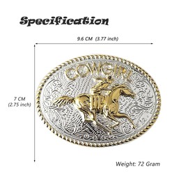 Fomissky-sisa Hebilla de Cinturón para Mujeres y Niñas, Western Riding Horse Gold Silver Belt Hebilla L, Cowgirl Up Horse, Promedio