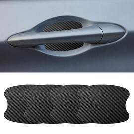 LHDOS 4PCS Car Door Handle Scratch Protector, Carbon Fiber Doors Handles Paint Cover Protective Film, Magnetic Door Handle Cup Protector, Universal Doors Bowl Traceless Sticker for Most Cars (Small)