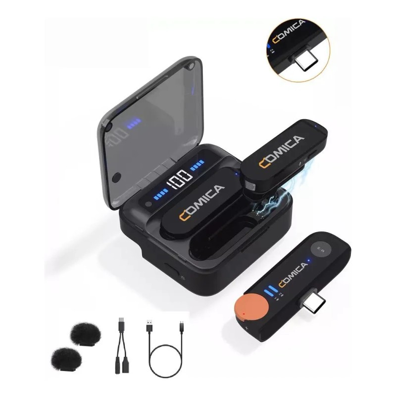 Microfone Sem Fio Duplo 2.4g Para Android Profissional