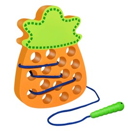 Toyvian Wooden Lacing Threading Toys Cute Pineapple Fruit Stringing Toys Early Learning Montessori Toys for Kids Toddlers