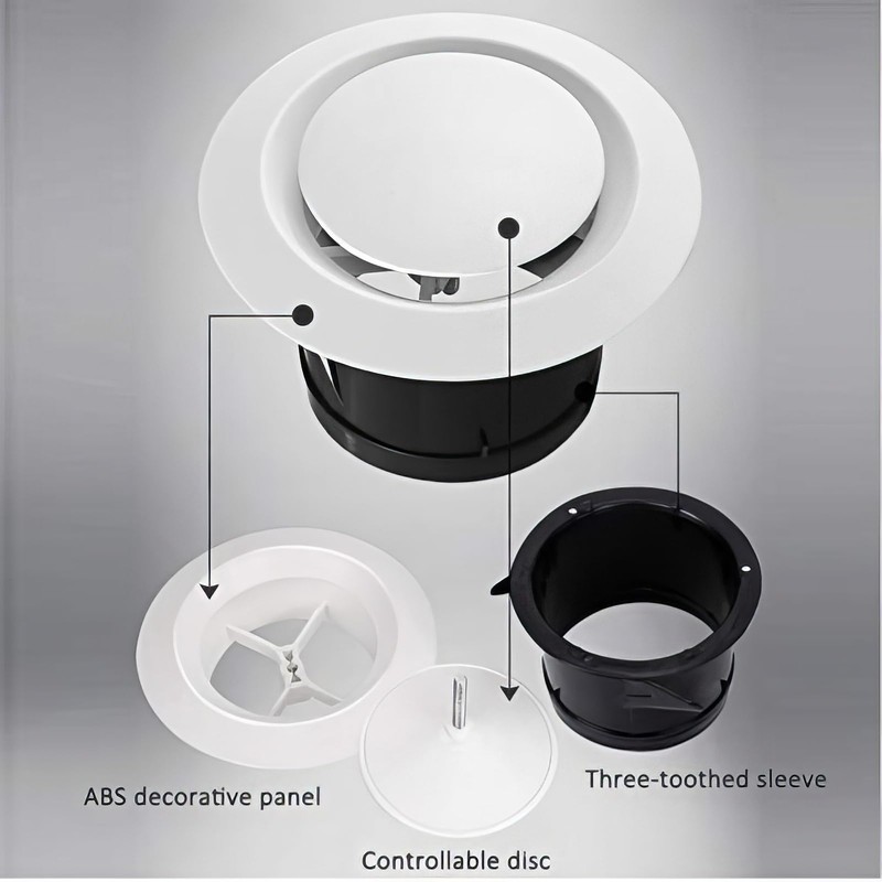 TOTMOX Ventilation Grille Exhaust Grille Round 125 mm ABS Plastic