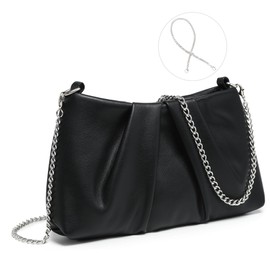 Dasein Elegant Pleated Evening Bag Soft Vegan Leather Clutch Purse Dressy Formal Handbag with 2 Chain Straps for Women